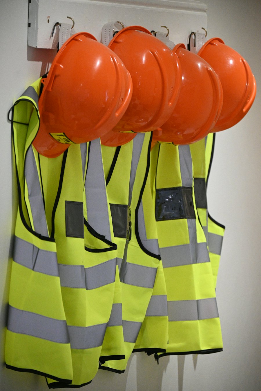 Hard hats and high-visibility safety vests
