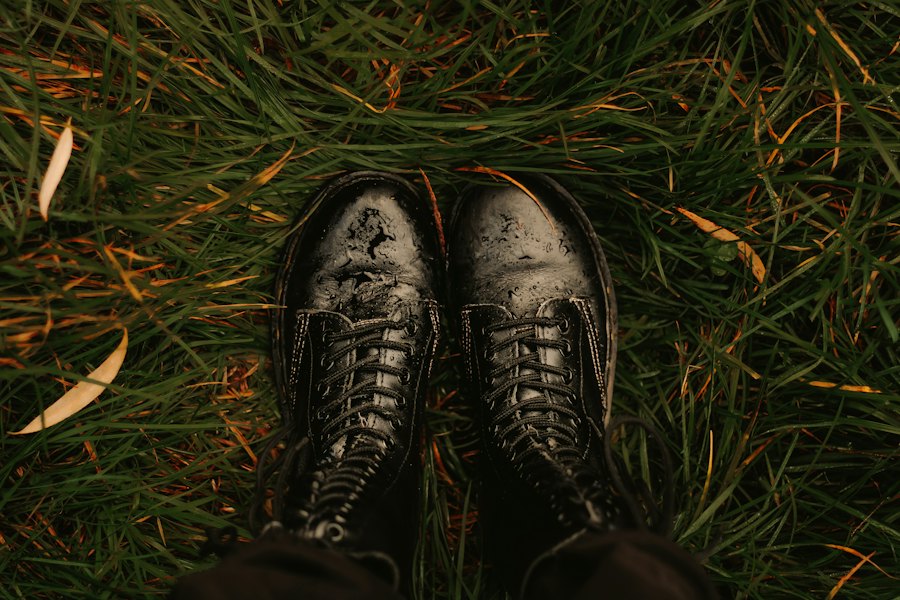 Pair of black service boots