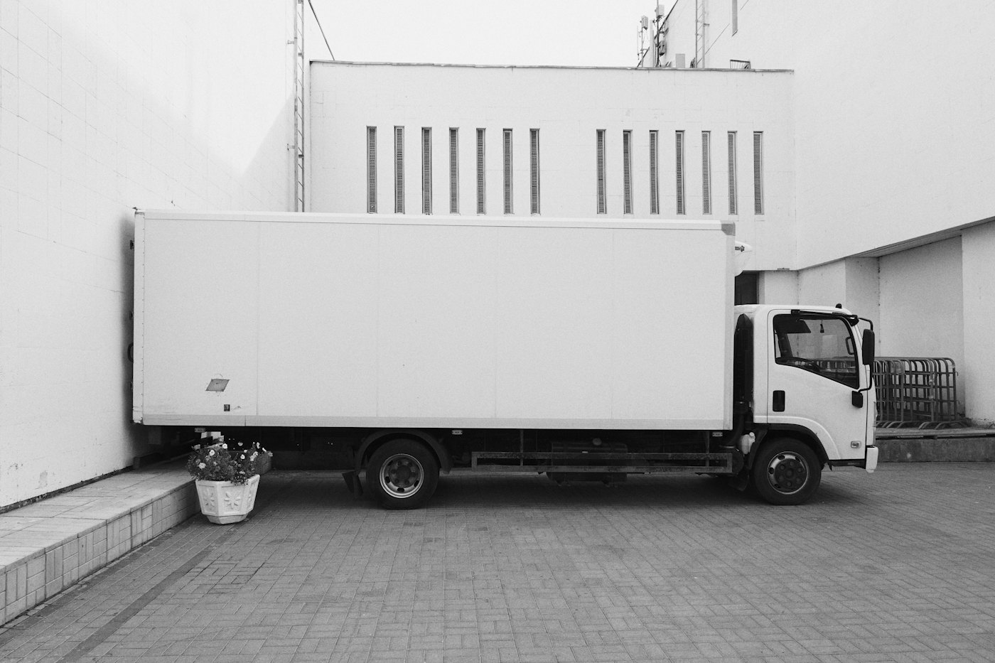 Delivery truck at a loading bay